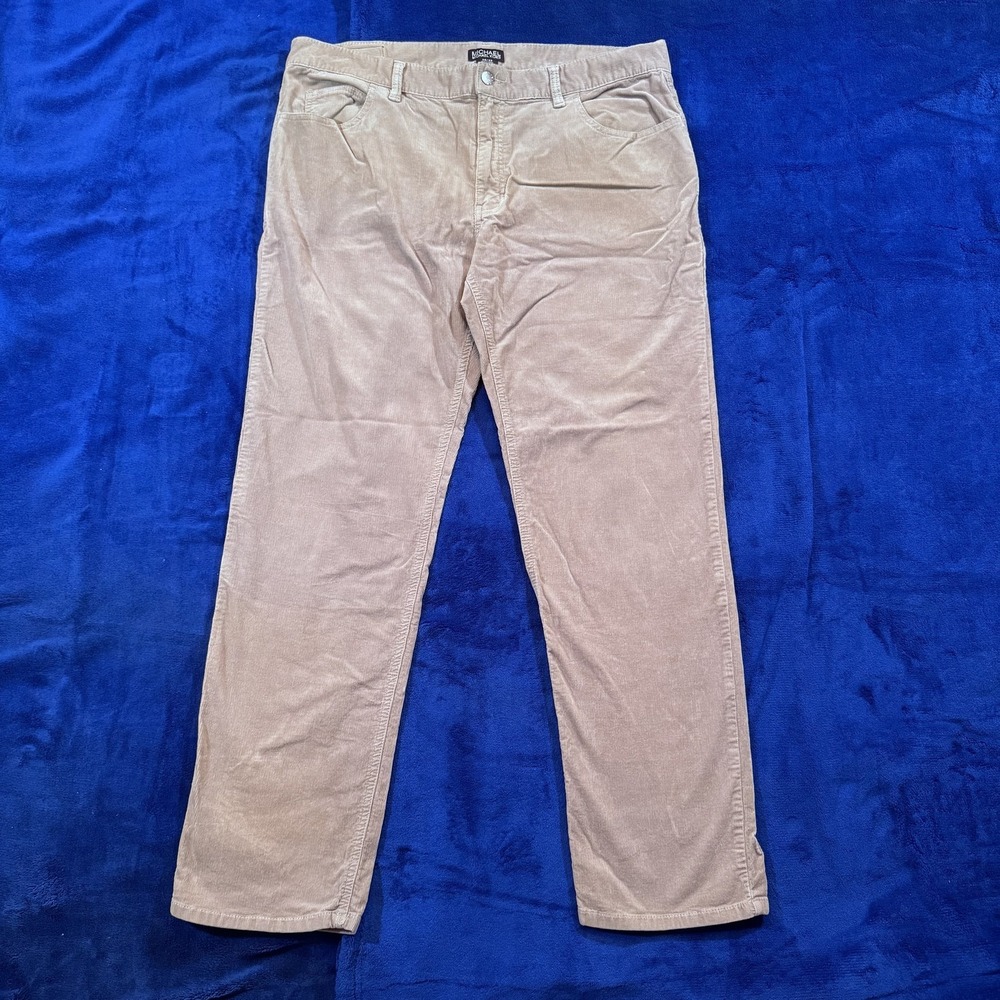 Michael Kors Pants Mens 38x32 Beige‎ Corduroy Straight Fit Classic Casual Logo